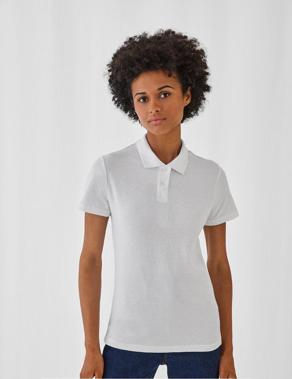 Polo Manches Courtes piqué 180 B&C BLANC femme - Uniformes Riviera