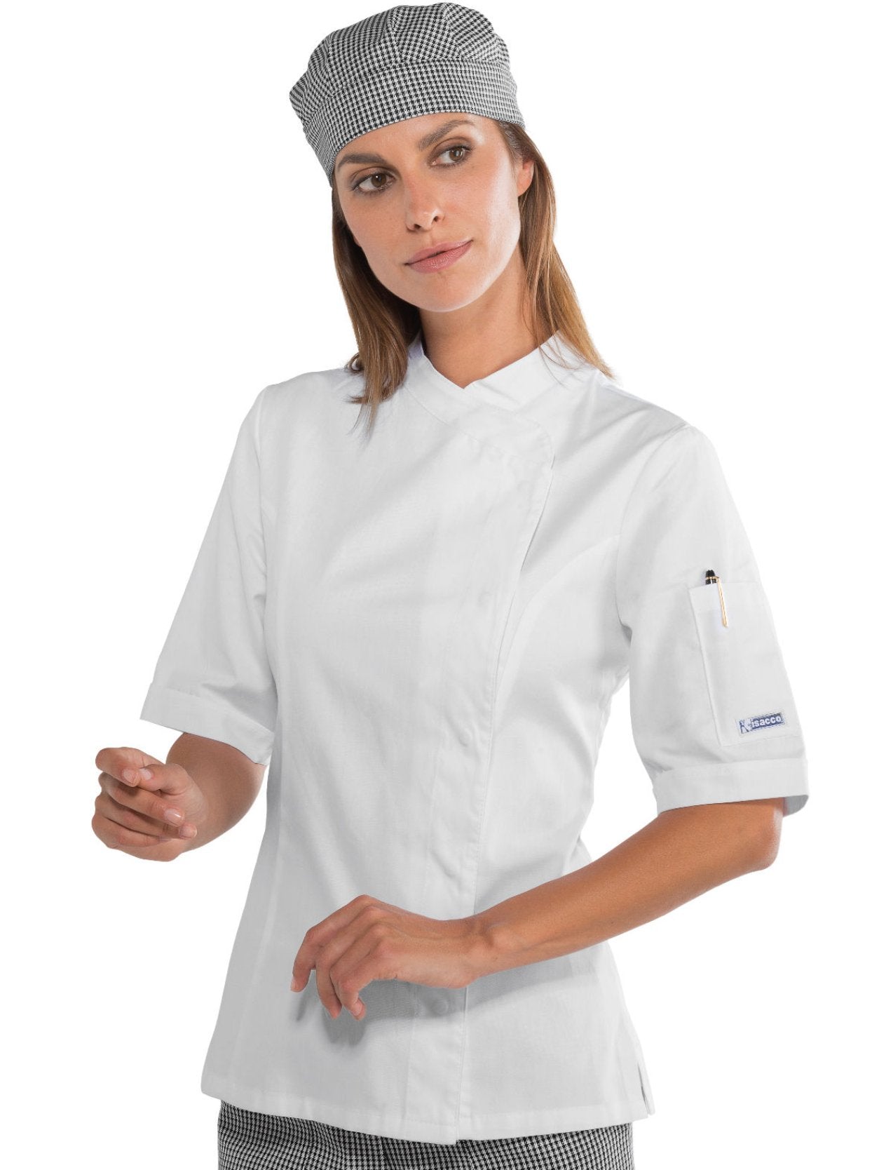 Veste de Cuisine Femme manches courtes avec Bouton Pression - Uniformes Riviera